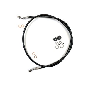 XR OE Style Black w/Chrome Fittings Non-ABS Single Disc DOT Brake Line for Indian