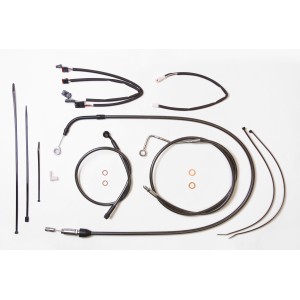 Black Pearl Touring Handlebar Installation Kit w/ Quick Connect Clutch Cable for 12"-14" Apes