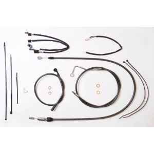 Black Pearl Touring Handlebar Installation Kit w/ Quick Connect Clutch Cable for 15"-17" Apes