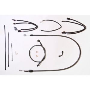 Black Pearl Softail Handlebar Installation Kit w/ Quick Connect Clutch Cable for 12"-14" Apes