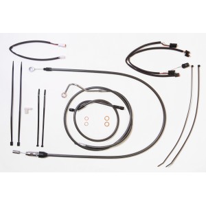 Black Pearl Touring Handlebar Installation Kit w/ Quick Connect Clutch Cable for 12"-14" Apes