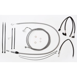 XR Stainless w/ Chrome Fittings Touring Handlebar Installation Kit w/ Quick Connect Clutch Cable for 12"-14" Apes