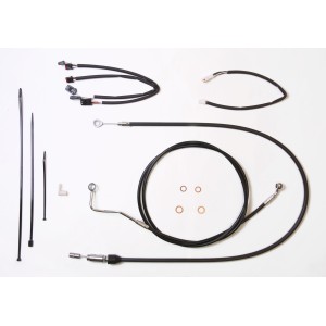 XR Black w/ Chrome Fittings Touring Handlebar Installation Kit w/ Quick Connect Clutch Cable for 15"-17" Apes